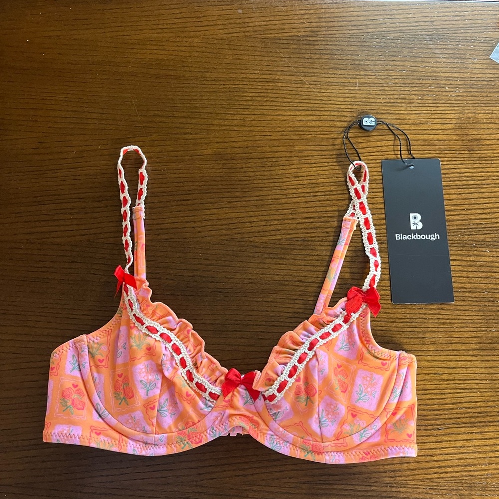 Orange and pink underwire bathing suit top, NEVER WORN